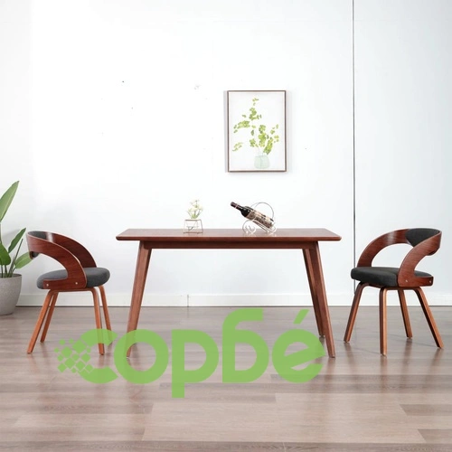 Трапезни столове, 2 бр, тъмносиви, огънато дърво и плат ➤ топ цена ➤ sorbe.bg