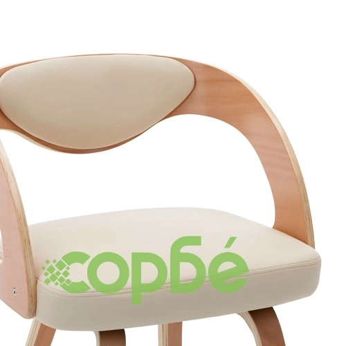 Трапезни столове, 2 бр, кремави, извито дърво и изкуствена кожа ➤ топ цена ➤ sorbe.bg