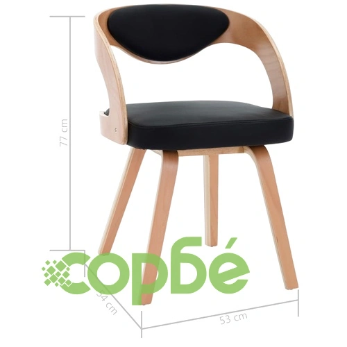 Трапезни столове, 2 бр, черни, извито дърво и изкуствена кожа ➤ топ цена ➤ sorbe.bg