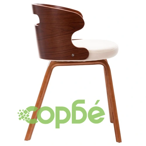 Трапезни столове, 2 бр, кремави, извито дърво и изкуствена кожа ➤ топ цена ➤ sorbe.bg