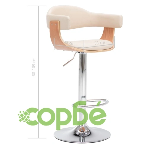 Бар табуретки, 2 бр, кремави, извито дърво и изкуствена кожа ➤ топ цена ➤ sorbe.bg