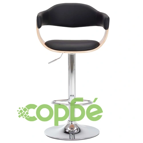 Бар табуретки, 2 бр, черни, извито дърво и изкуствена кожа ➤ топ цена ➤ sorbe.bg