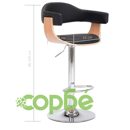 Бар табуретки, 2 бр, черни, извито дърво и изкуствена кожа ➤ топ цена ➤ sorbe.bg