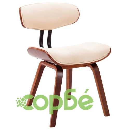 Трапезни столове, 2 бр, кремави, извито дърво и изкуствена кожа ➤ топ цена ➤ sorbe.bg