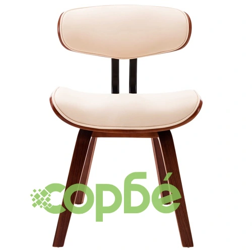 Трапезни столове, 2 бр, кремави, извито дърво и изкуствена кожа ➤ топ цена ➤ sorbe.bg