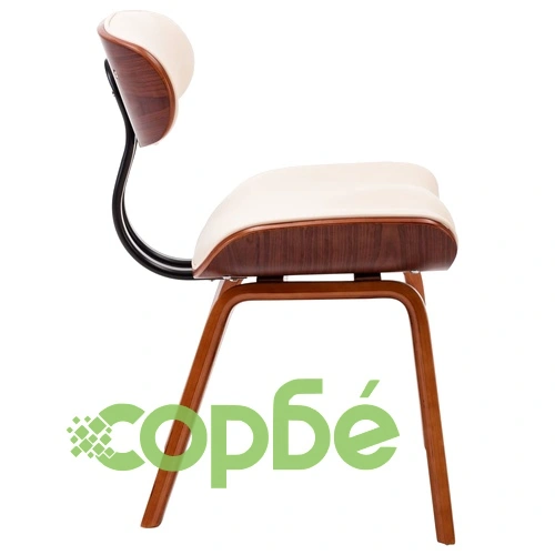 Трапезни столове, 2 бр, кремави, извито дърво и изкуствена кожа ➤ топ цена ➤ sorbe.bg