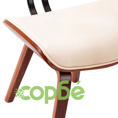 Трапезни столове, 2 бр, кремави, извито дърво и изкуствена кожа ➤ топ цена ➤ sorbe.bg