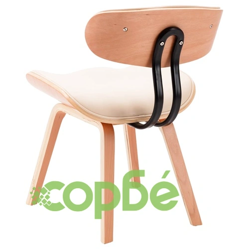 Трапезни столове, 2 бр, кремави, извито дърво и изкуствена кожа ➤ топ цена ➤ sorbe.bg