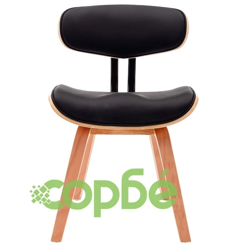 Трапезни столове, 2 бр, черни, извито дърво и изкуствена кожа ➤ топ цена ➤ sorbe.bg