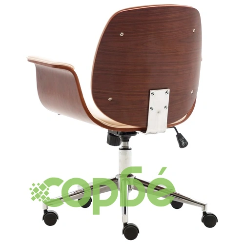 Офис стол, кремав, извито дърво и изкуствена кожа ➤ топ цена ➤ sorbe.bg