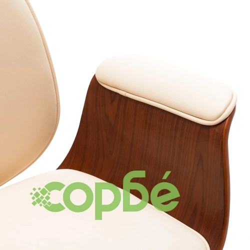 Офис стол, кремав, извито дърво и изкуствена кожа ➤ топ цена ➤ sorbe.bg