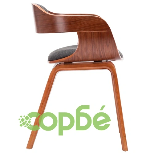 Трапезен стол, тъмносив, текстил и извито дърво ➤ топ цена ➤ sorbe.bg