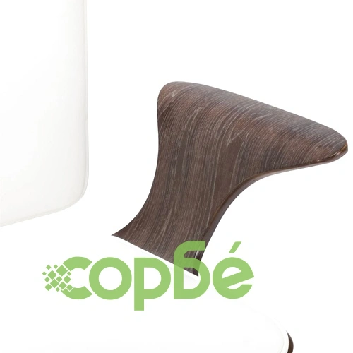 Въртящ се офис стол, бял, изкуствена кожа и извито дърво ➤ топ цена ➤ sorbe.bg