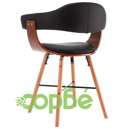 Трапезни столове, 2 бр, черни, изкуствена кожа и извито дърво ➤ топ цена ➤ sorbe.bg