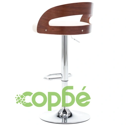 Бар табуретки, 2 бр, кремави, изкуствена кожа и извито дърво ➤ топ цена ➤ sorbe.bg