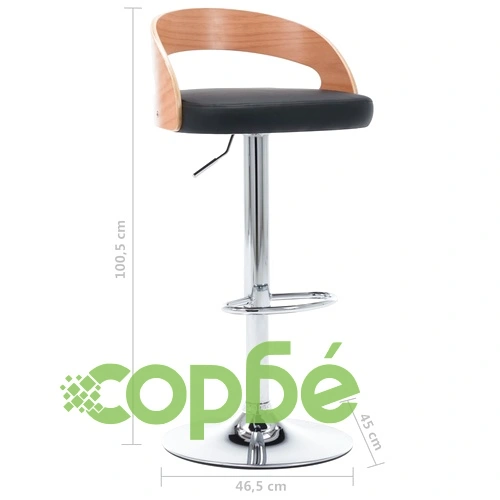 Бар табуретки, 2 бр, черни, изкуствена кожа и извито дърво ➤ топ цена ➤ sorbe.bg