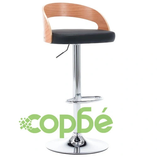 Бар табуретки, 2 бр, черни, изкуствена кожа и извито дърво ➤ топ цена ➤ sorbe.bg