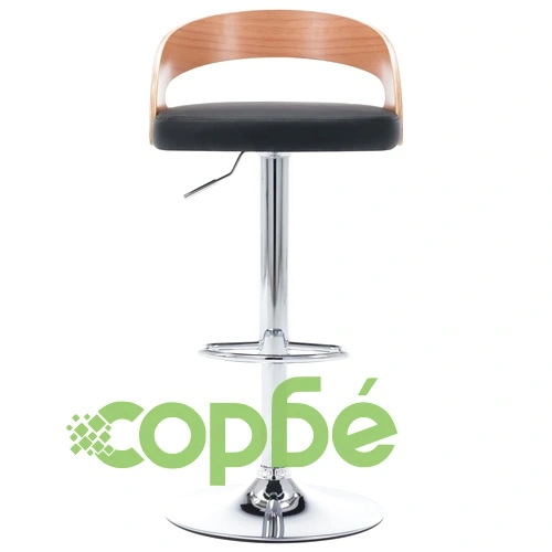 Бар табуретки, 2 бр, черни, изкуствена кожа и извито дърво ➤ топ цена ➤ sorbe.bg