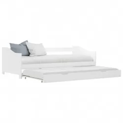 Рамка за легло разтегателен диван бяла борово дърво 90x200 см