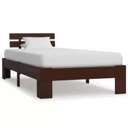 Рамка за легло, тъмнокафява, бор масив, 90x200 см