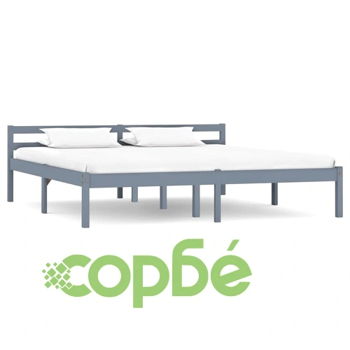 Рамка за легло, сива, бор масив, 160x200 см ➤ топ цена ➤ sorbe.bg
