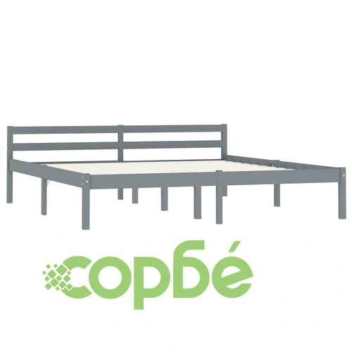 Рамка за легло, сива, бор масив, 160x200 см ➤ топ цена ➤ sorbe.bg