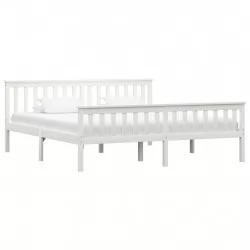Рамка за легло, бяла, борова дървесина масив, 180x200 cм 