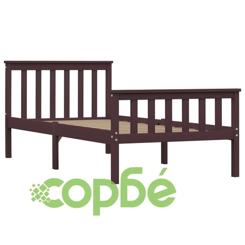 Рамка за легло, тъмнокафява, борово дърво масив, 100x200 см  ➤ топ цена ➤ sorbe.bg
