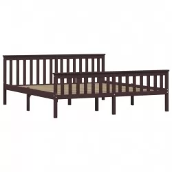 Рамка за легло, тъмнокафява, борово дърво масив, 180x200 см 