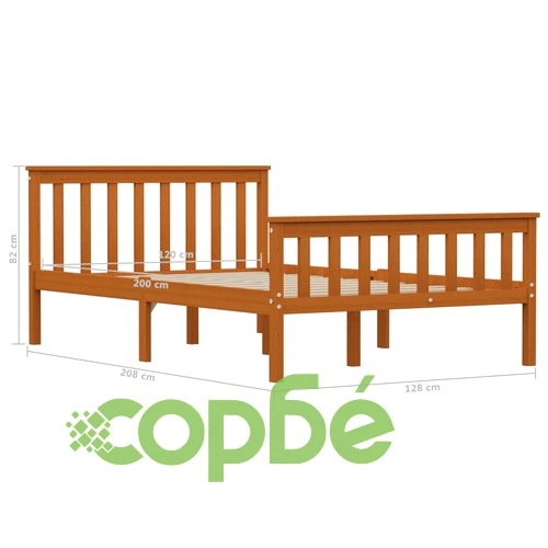 Рамка за легло, меденокафява, борово дърво масив, 120x200 см  ➤ топ цена ➤ sorbe.bg