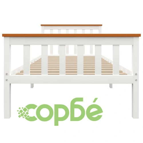 Рамка за легло, бяла, бор масив, 100х200 см  ➤ топ цена ➤ sorbe.bg