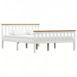 Рамка за легло, бяла, борова дървесина масив, 140x200 cм 