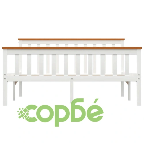 Рамка за легло, бяла, борова дървесина масив, 140x200 cм  ➤ топ цена ➤ sorbe.bg