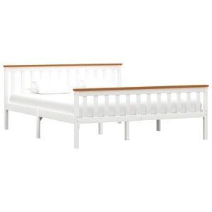 Рамка за легло, бяла, борова дървесина масив, 160x200 cм 