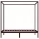 Рамка за легло с балдахин, тъмнокафява, бор масив, 120x200 см