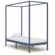 Рамка за легло с балдахин, сива, бор масив, 90х200 см