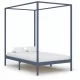 Рамка за легло с балдахин, сива, бор масив, 120х200 см