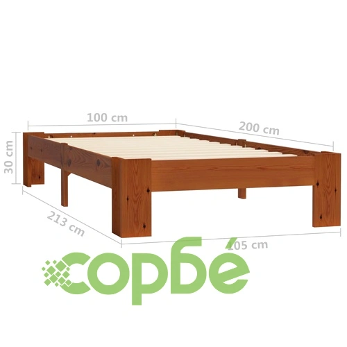 Рамка за легло, светлокафява, бор масив, 100x200 см ➤ топ цена ➤ sorbe.bg