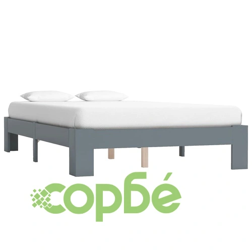 Рамка за легло, сива, бор масив, 140x200 см ➤ топ цена ➤ sorbe.bg