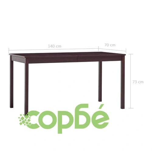 Трапезен комплект, 7 части, борова дървесина, тъмнокафяв ➤ топ цена ➤ sorbe.bg