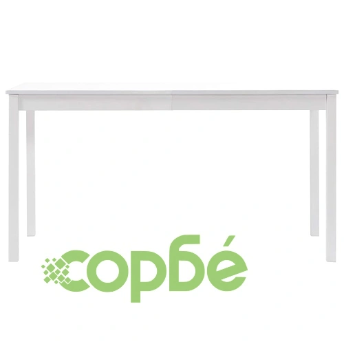 Трапезен комплект, 9 части, борова дървесина, бял ➤ топ цена ➤ sorbe.bg