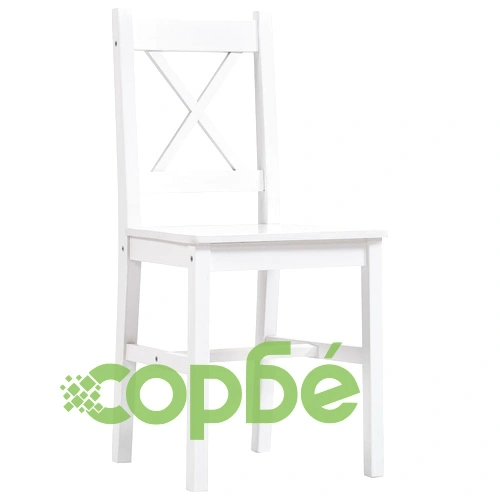 Трапезен комплект, 9 части, борова дървесина, бял ➤ топ цена ➤ sorbe.bg