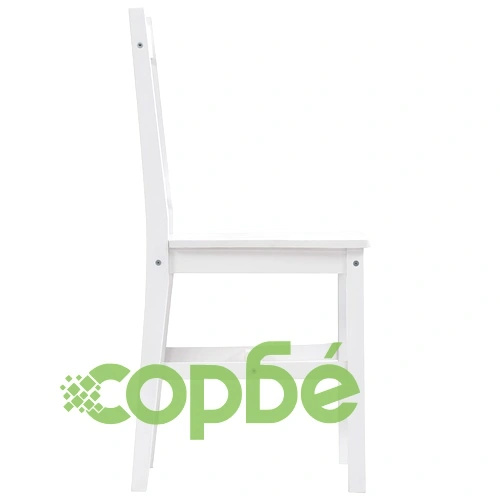 Трапезен комплект, 9 части, борова дървесина, бял ➤ топ цена ➤ sorbe.bg