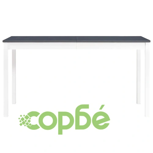 Трапезен комплект, 9 части, борова дървесина, бяло и сиво ➤ топ цена ➤ sorbe.bg