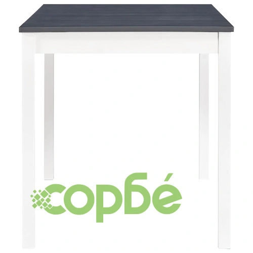 Трапезен комплект, 9 части, борова дървесина, бяло и сиво ➤ топ цена ➤ sorbe.bg