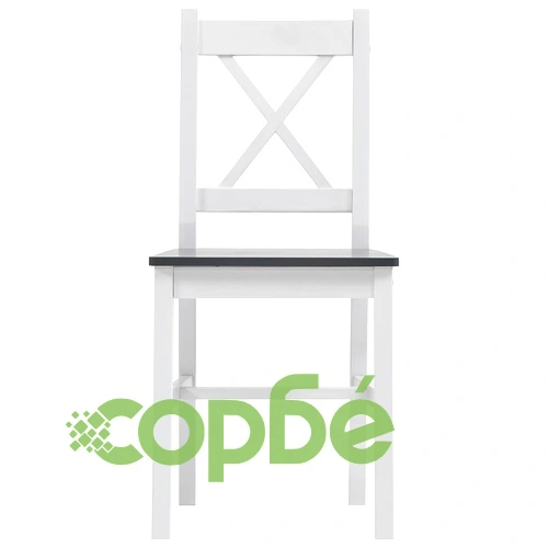 Трапезен комплект, 9 части, борова дървесина, бяло и сиво ➤ топ цена ➤ sorbe.bg