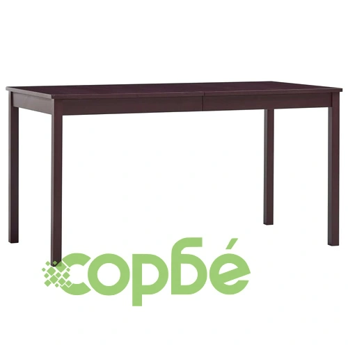 Трапезен комплект, 9 части, борова дървесина, тъмнокафяв ➤ топ цена ➤ sorbe.bg