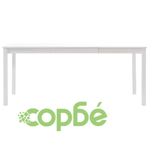 Трапезен комплект, 9 части, борова дървесина, бял ➤ топ цена ➤ sorbe.bg