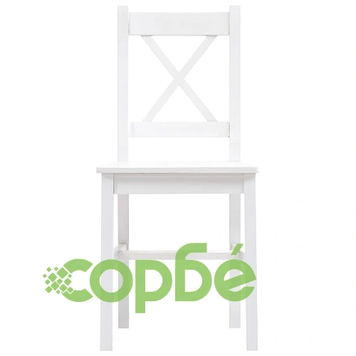 Трапезен комплект, 9 части, борова дървесина, бял ➤ топ цена ➤ sorbe.bg