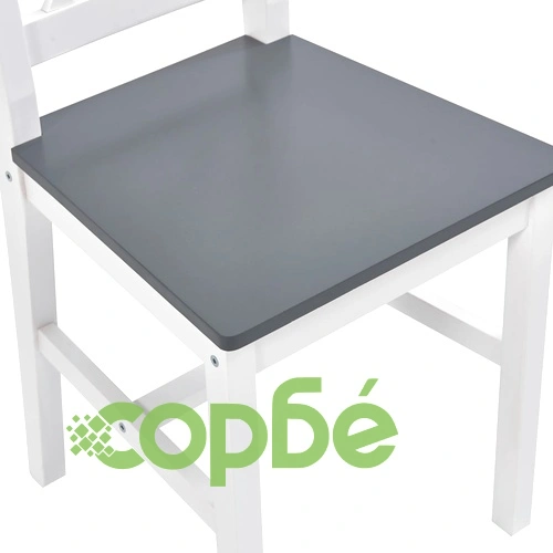 Трапезен комплект, 9 части, борова дървесина, бяло и сиво ➤ топ цена ➤ sorbe.bg